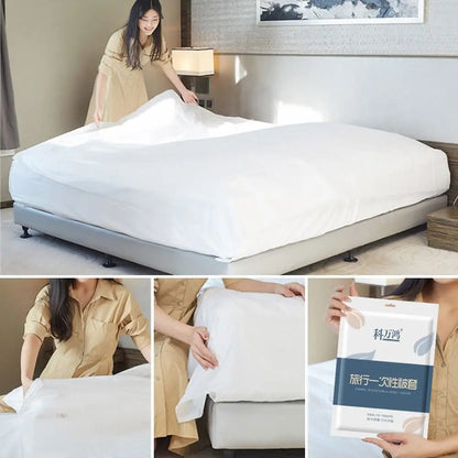 3 / 4-Piece Disposable Bed Sheet Dirty Proof Bedding Set Duvet Cover Pillowcase Thickened Non-Woven Isolation Sheets Travel