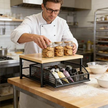 Kitchen Rack 2-Tier Vertical Organizer Rack Household Organizer Shelves for Pantry Kitchen Bathroom Garage Shower Bar Apartment