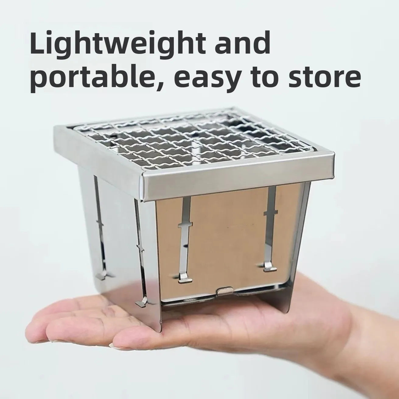 Portable Folding Stainless Steel Pocket Stove Indoor Outdoor Camping Travel BBQ Grill Tea Cooking Lightweight Compact Design