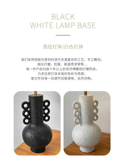 Living room antique table lamps wabi-sabi style hotel bedroom bedside new Chinese ornaments resin tabletop decor desk lights