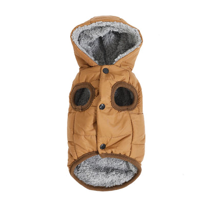Warm Pet Clothing Hooded Waterproof Puppy Hiking Jacket Coat Solid Thicken Fleece Costume With D-ring For Small Medium Dogs Cats