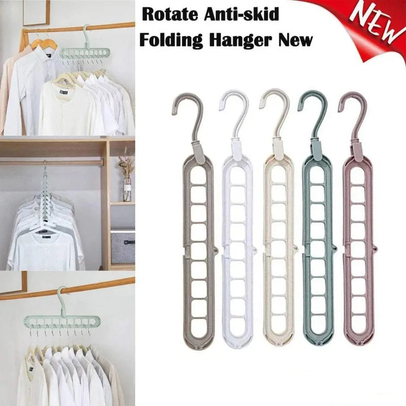 9-Hole Clothes Hanger Organizer Multi-Function Folding Space Saving Magic Hangers Scarf And Clothes Storage Rack for Home