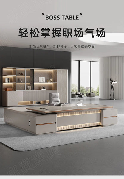 Boss's Desk, Aluminum Alloy CEO's Desk, Simple And Modern, Manager's Office Furniture