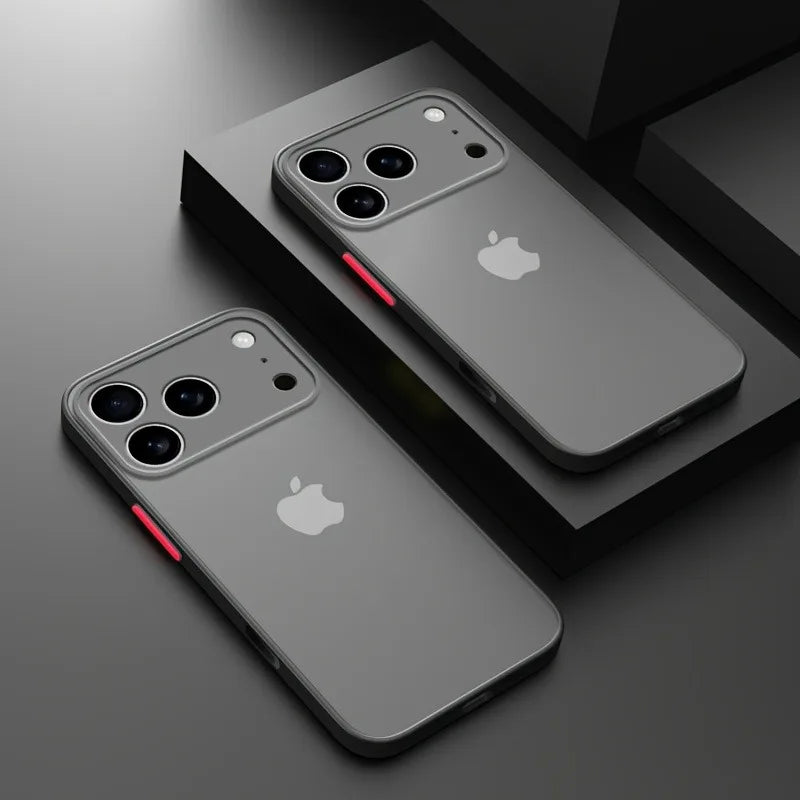 Translucent Armor Phone Case For iPhone 17 16 14 13 15 Pro Max Hard PC Cases For iPhone17 15 Pro Max Shockproof Matte Back Cover