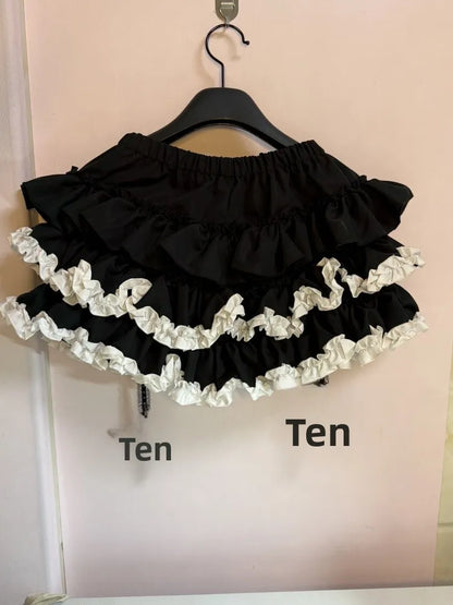 Original Design Spring Summer New Sle Women's f-length Puffy Skirt with Se Pants Cake-aped Gown High-waist Loose Fit