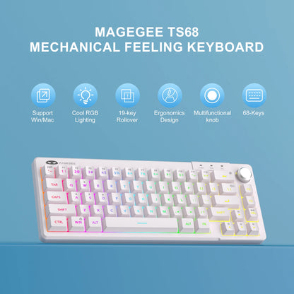 MageGee TS68 Mini 60% RGB Gaming Keyboard 68 Keys Wired RGB Gaming Keyboard with Customized