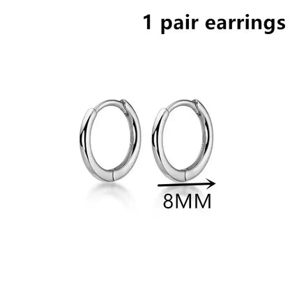 Exquisite 925 Sterling Silver Small Earrings, Plain Silver, Comfortable Earrings, Smooth Earrings, Suitable for Girls, Women