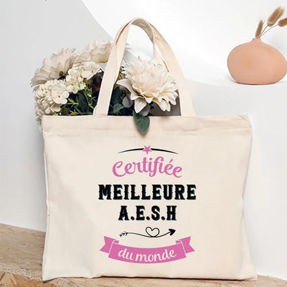 Merci Aesh French Printed Women Tote Bag Canvas Shopping Bags Female Shoudler Bag  Travel Handbag Graduate Thanks Gift for Aesh