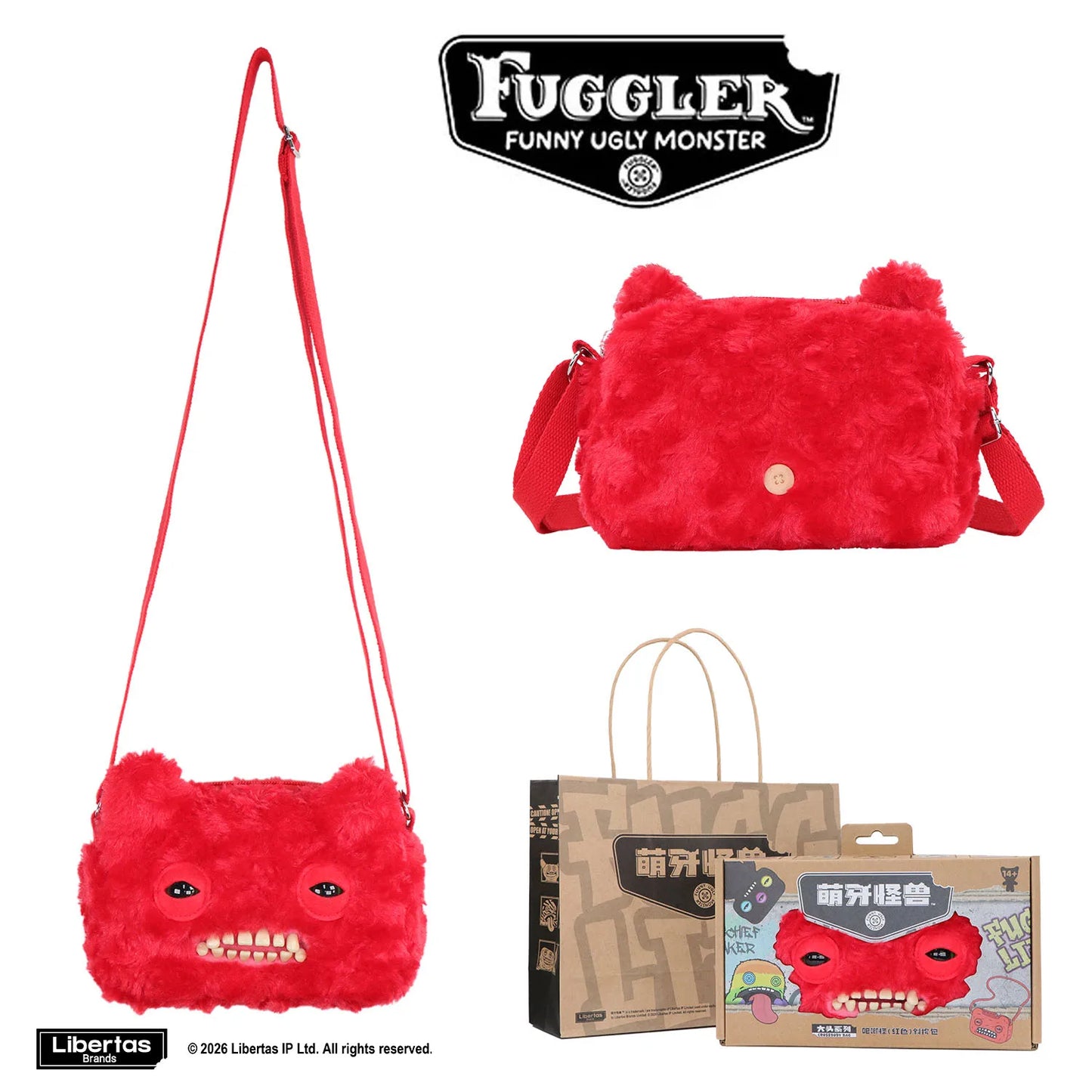 Fugglers Ugly Teeth Monster Bag Crossbody Cute Plush Wallet Plush Bag Fuggs Crossbody Bag with Shoulder Strap Animal Plushies