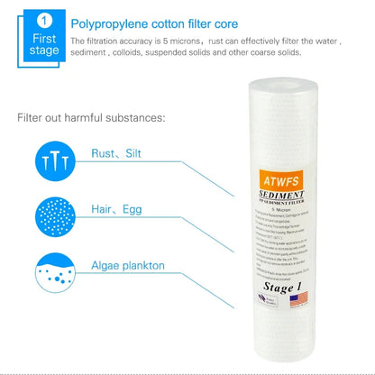 Water Purifier Filter 5 Micron 4 X 10" Ppf Filter Sediment Water Filter Cartridge Aquarium Pre-filters for Kitchen