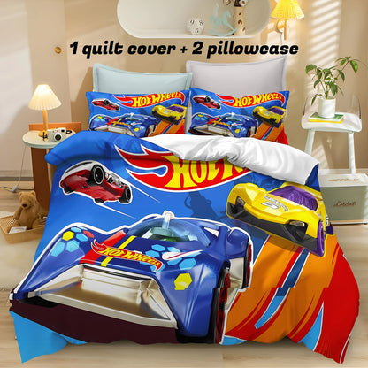 Cartoon Hot-wheel Duvet Cover Home Pillowcase Set Adult Bedroom Children Comforter Bedding