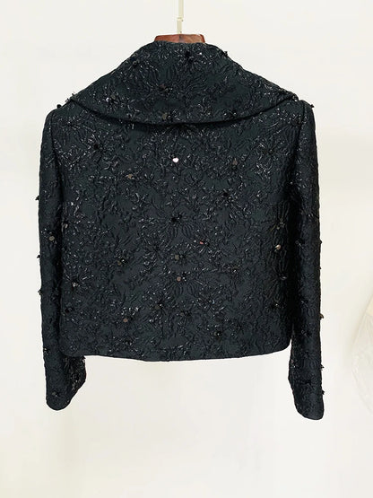 HIGH STREET Newest 2026 Runway Designer Jacket Women's Beaded Floral Jacquard Trimmed Jacket