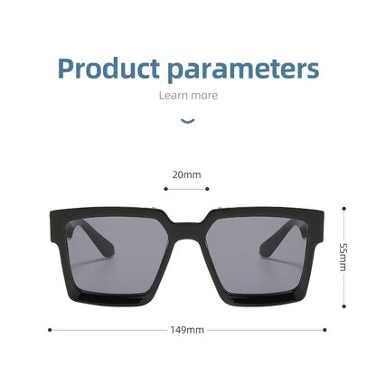 Bungee Large Square Sunglasses for Men Women Vintage Trendy Casual Street Style Shades