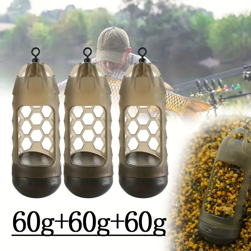 2/3pc Carp Fishing Feeder with Weight | Light Brown High-Density Polymer Bait Holder for Efficient Distribution & Easy Loading