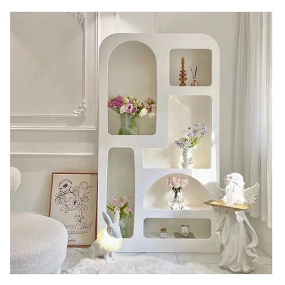 Innova Contemporary European Nordic White Home Decor Bookshelf Living Room Cabinet Furniture Storage Bookcase For Organize
