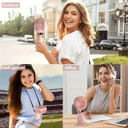 Portable Mini Fan With 5 Speeds LED USB Rechargeable Charging Small Foldable Battery Fans Handheld Desk Bedroom Indoor Outdoor
