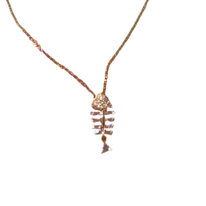 Exquisite sparkling diamonds inlay small fishbone pendant fine necklace high-end suitable for daily art choker charms jewelry