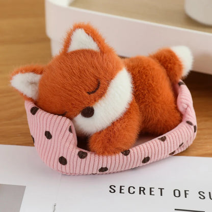 Sleeping Animals in Pet Pad Doll Toy Mini Kitten in Pet Pad Kawaii Toys For Office Desk Car Hand Toy Gift for Kids Boys Girls