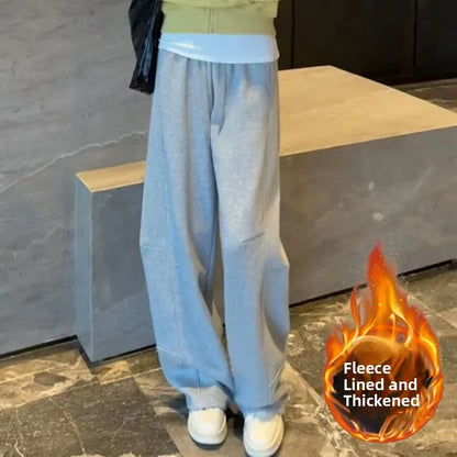 Korean Sle Winter New All-Match Hooded Zipper ort Sweatirt Jaet Thiened Fce Warm Casual Pants Set