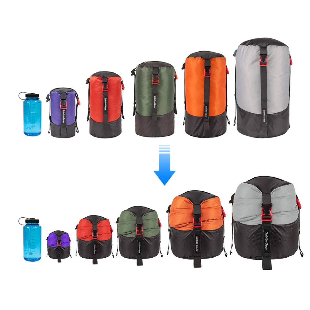 Compression Sack 1-25L Compression Stuff Sack Water-Resistant & Ultralight Sleeping Bag Stuff Sack Space Saving Gear for Camping