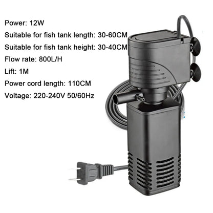 Plastic 3 in 1 Fish Tank Filter 4/6/12/20/30W Filtration Fish Tank Built-in Filter Increase Air Oxygen with Inner Sponge