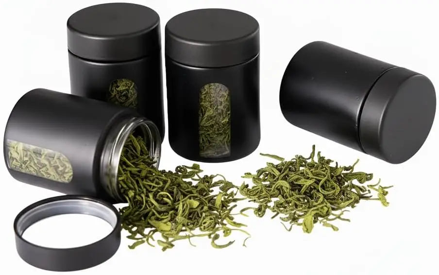 Glass Storage Jar (4 oz, 120ml) Smell Proof Visual Container Child Resistant Cap Multipurpose for Coffee Teas Herbs Spices