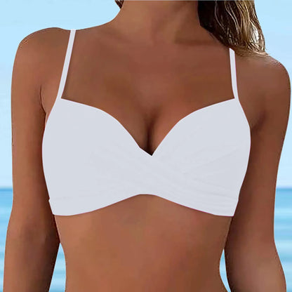 Women Lace Up Swimwear Tops Underwire Full Coverage Bikini Top Push Up Swim Crop Top Tie Back Matching Men And Women Swimsuits