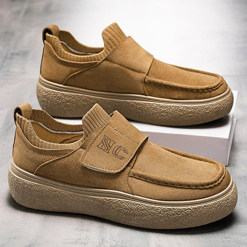Fashion Men Casual Shoes Luxury Brand Man Walking Sneakers Slip on Flats Breathable Lightweight Lazy Driving Shoes Socks Loafers