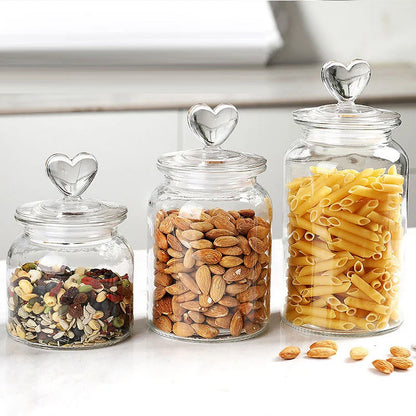Creative Glass Sealed Jar Storage Jar Household Food Grade Glass Bottle with Lid Transparent Fruit Tank Kitchen Food Container