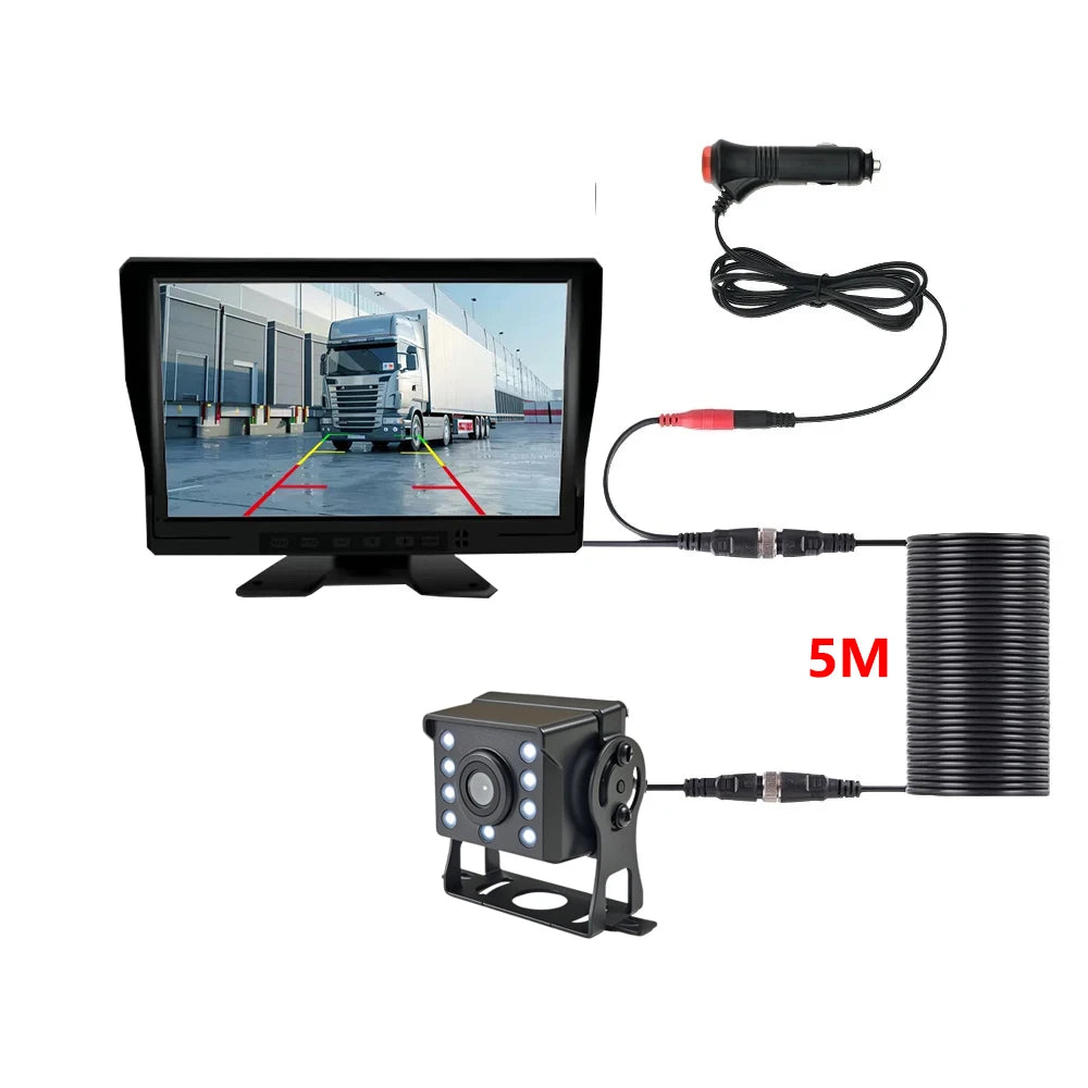 Simple installation of 4.3-inch 5-inch car monitor reversing image camera forward-looking rear-looking 12-24V universal