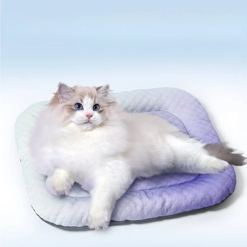 Pet Cooling Mat Portable Foldable Dog Bed Solid Color Breathable Pet Sleeping Pad for Outdoor Travel Home Use