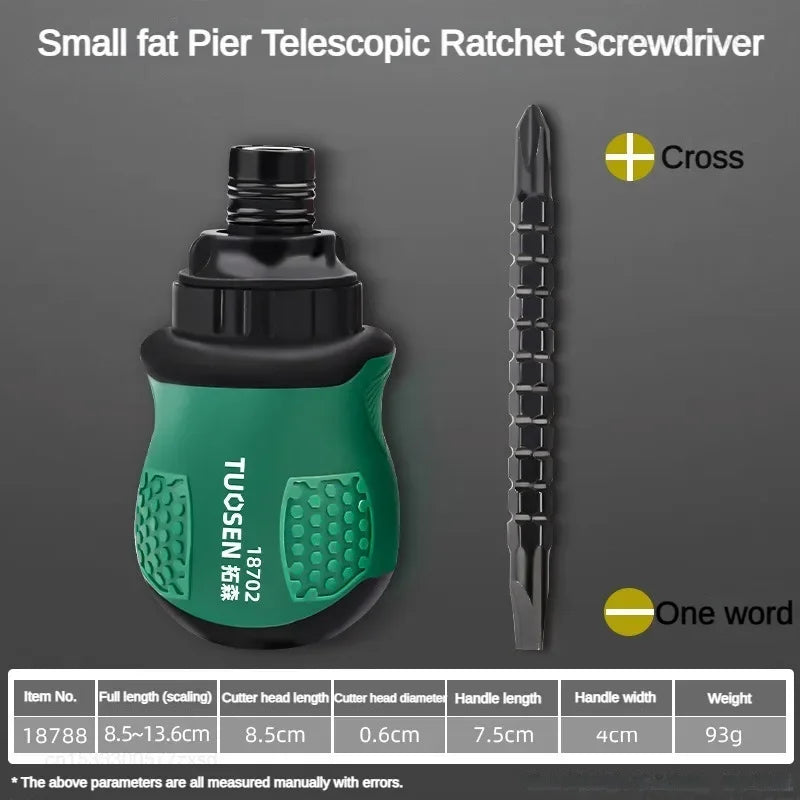 13 in 1 Ratchet Screwdriver Set Short Handle Cross Groove Drill Telescopic Dual Purpose Home Magnetic Repair Tools Kit