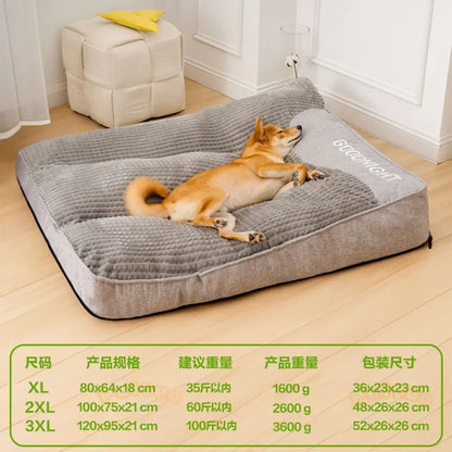 All-season large breed dog bed, removable washable pet mat with broken sponge particles filling.