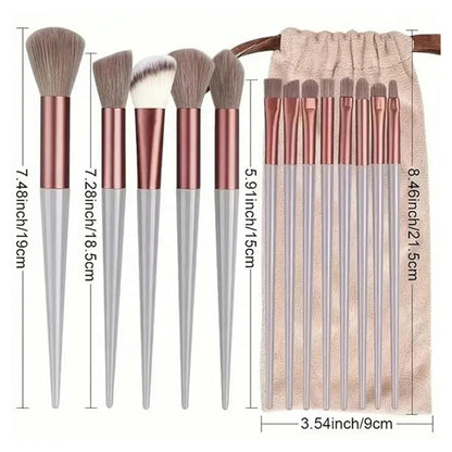 13 PCS Makeup Brushes Set Professional Eye Shadow Foundation Women Cosmetic Brush Eyeshadow Blush Beauty Soft Make Up Tools Bag