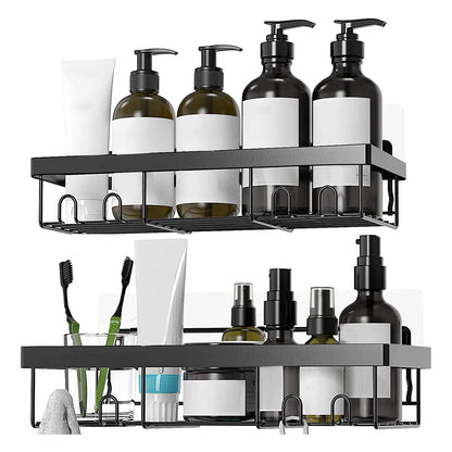 Emption!Shower Caddy Shelf Organizer Rack(2Pack), Bathroom Accessories Basket Shelves With Hooks, Wall Mount Shower Storage