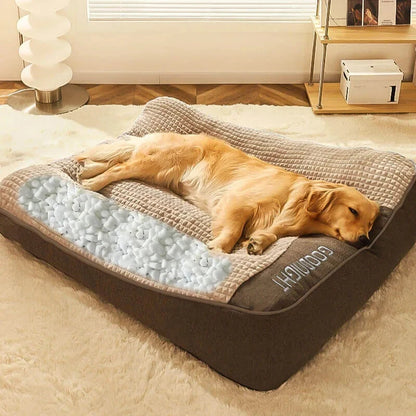All-season large breed dog bed, removable washable pet mat with broken sponge particles filling.