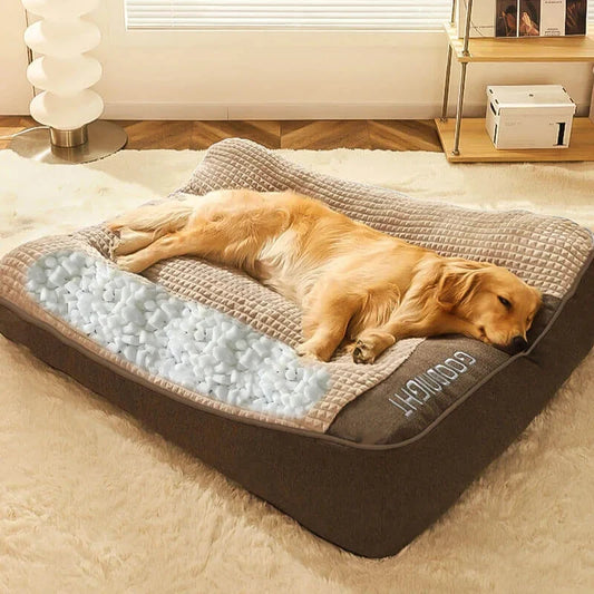 All-season large breed dog bed, removable washable pet mat with broken sponge particles filling.