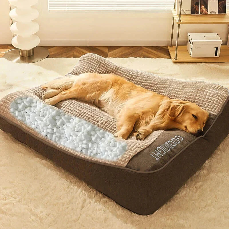All-season large breed dog bed, removable washable pet mat with broken sponge particles filling.