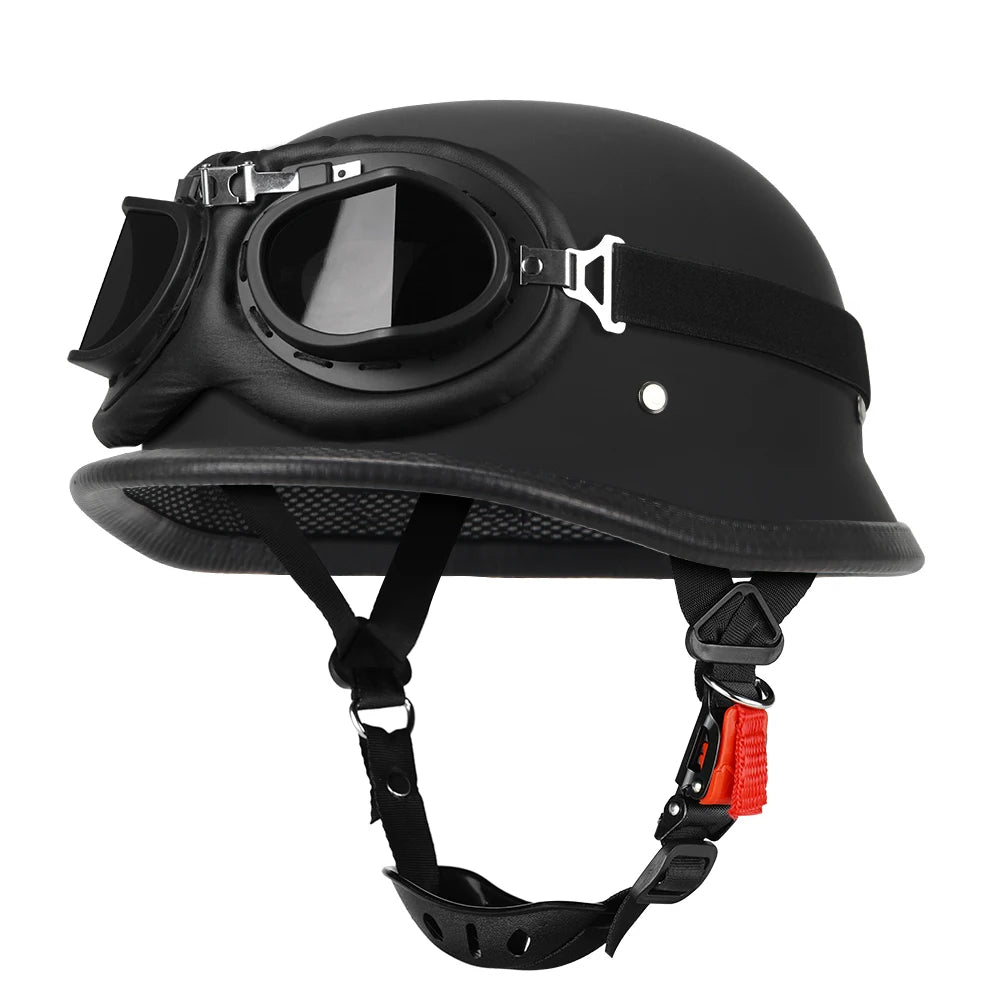 Motorcycle Half Helmet German Leather Vintage Helmet Casco Moto Motorcycle Open Face Helmet Biker Pilot DOT Certification S-XXL