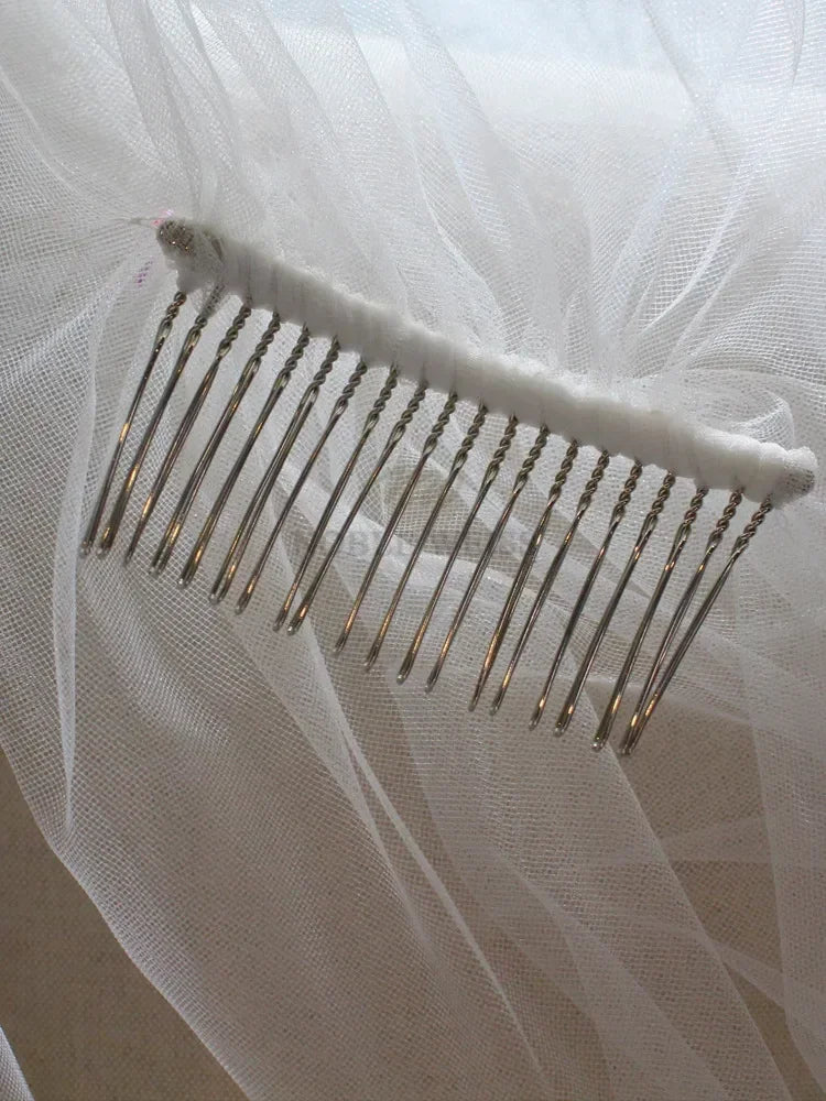Two Layer Wedding Veil Ruffled Edge Tulle Bridal Veil With Comb Fluffy Bride Veils Cover Face Veil Customized