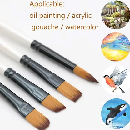 12/48pcs Acrylic Paint Brushes, Professional Synthetic Bristles Paint Brush Set Flat, Filbert,  Round, Angle Paint Brushes