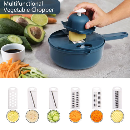 9-In-1 Multifunctional Vegetable Chopper Radish Carrot And Potato Chopper Manual Shredding And Slicing Machine  Kitchen Tool