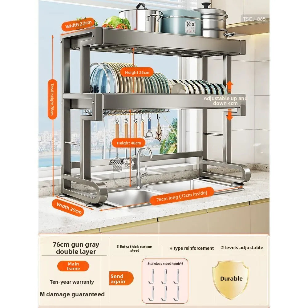 Dish Storage Rack Kitchen Sink Shelf Dish Drain Rack Sink Dish Shelf