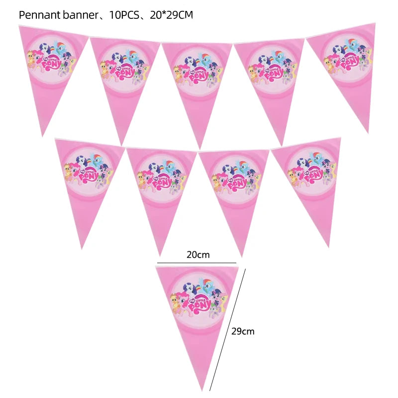 My Little Pony themed children's birthday party supplies, girls' first birthday tablecloth, tableware, paper cups, flag-raising