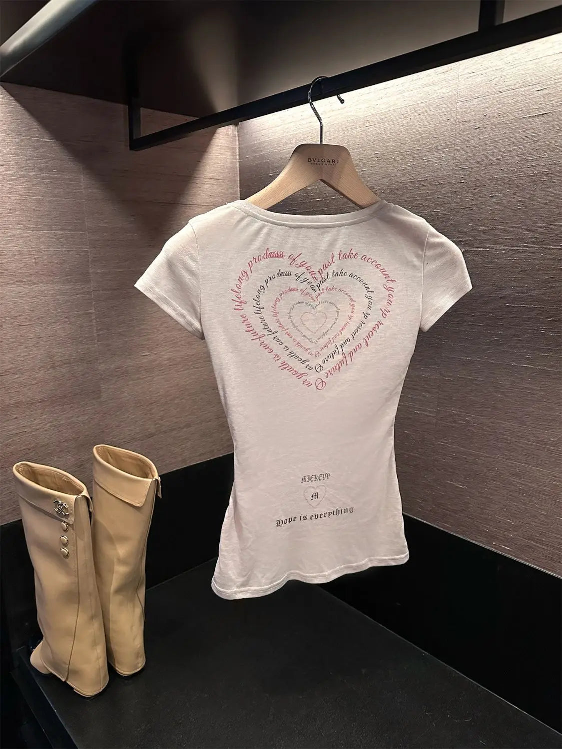 Women T Shirt 2025 Summer New Round Neck Letter T-shirts Casual Slim Fit Waist Spicy Girl Printed Short Sleeved Top