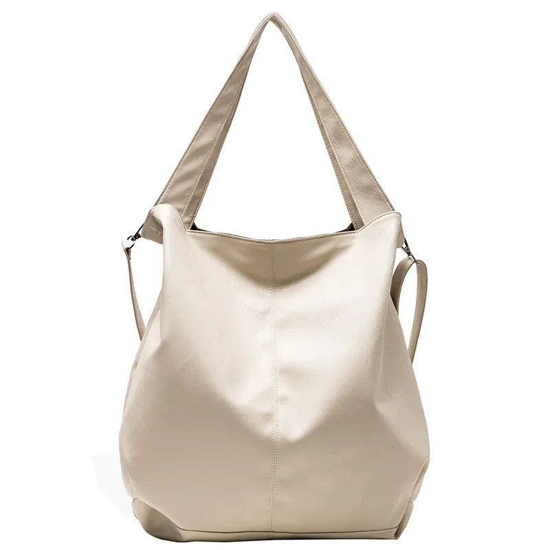 Big Black Shoulder Bags for Women Large Hobo Shopper Bag Solid Color Quality Soft Leather Crossbody Handbag Lady Travel Tote Bag