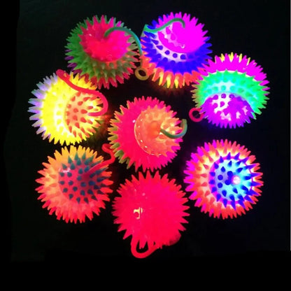 Event LED Light Up Flashing Massage Bouncing Glowing Spiky Ball Gift Glow Party Supplies