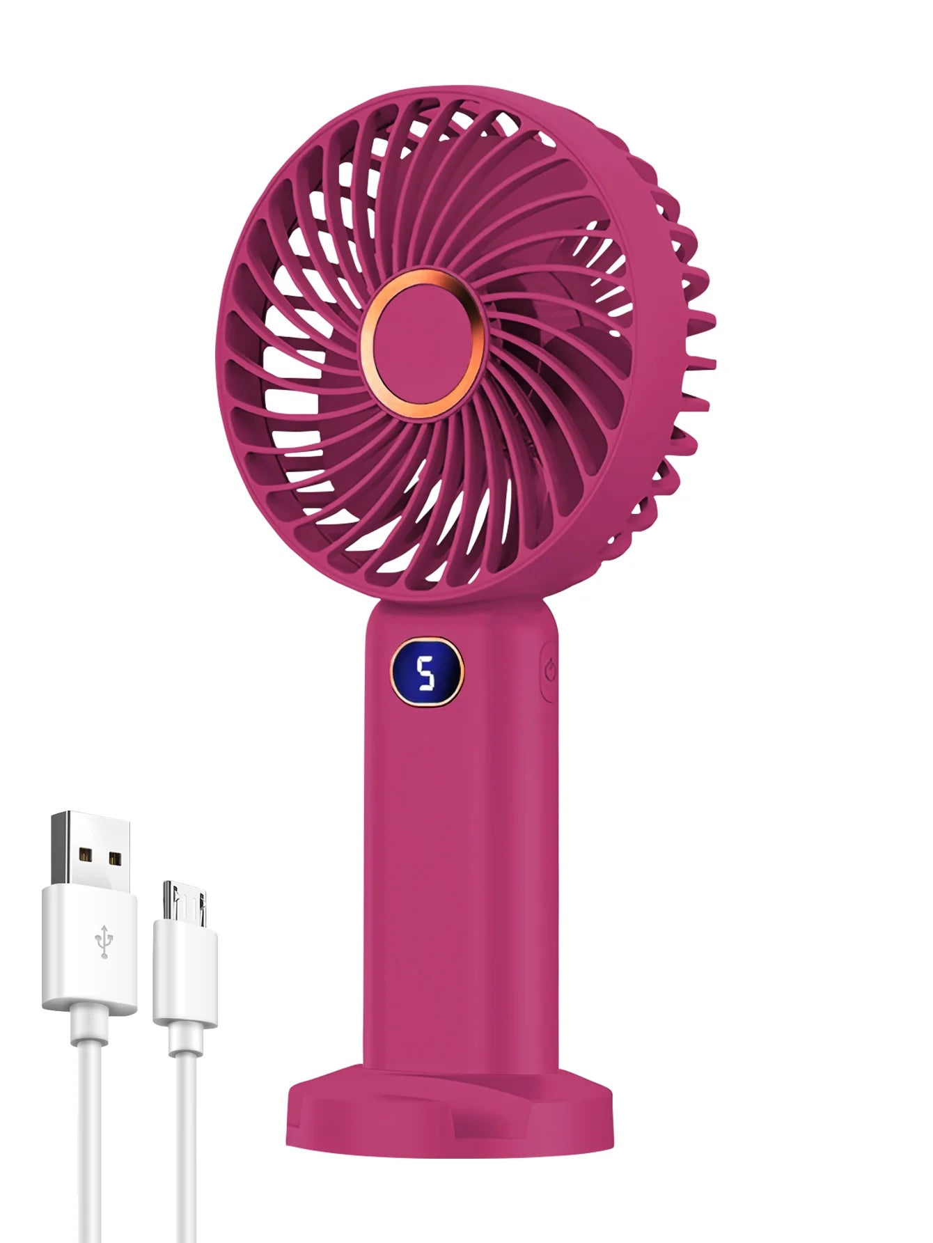 Portable Handheld Fan USB Rechargeable Mini Fan Digital Display 5-Speed Adjustment Suitable For Travel Outdoor Office Home