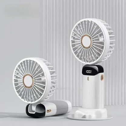 Portable Handheld Mini Fan Digital Battery Display Low Noise Strong Wind Rechargeable Foldable Cooling Fan For Travel Outdoor