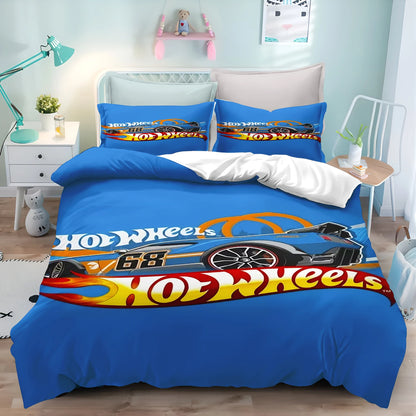 Cartoon Duvet Cover Hot-wheel Home Pillowcase Set Adult Bedroom Children Comforter Bedding